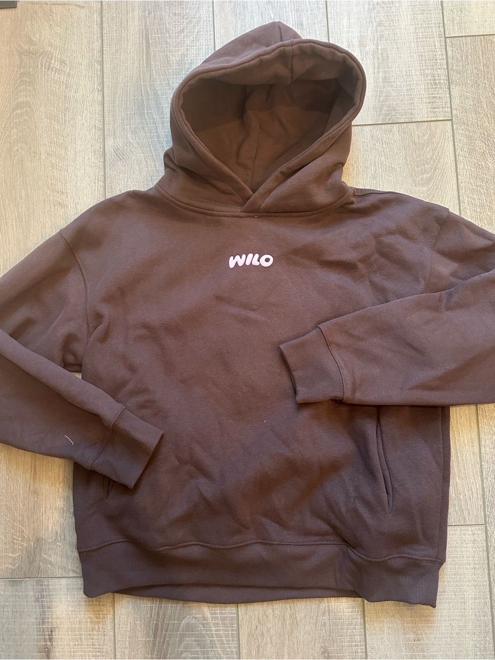 WILO Oversized Brown Pullover Hoodie with Chest Logo
